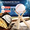 4 Mini Wooden Bat Stands for Baseball, 12 Mini Bats and 4 Rings for Displaying Game Balls and Collectibles view 2