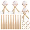 4 Mini Wooden Bat Stands for Baseball, 12 Mini Bats and 4 Rings for Displaying Game Balls and Collectibles view 3