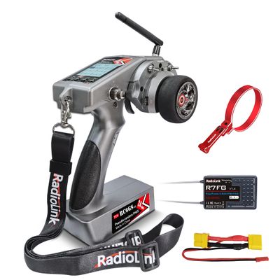 Radiolink RC6GS V3 7 Channels RC Transmitter and R7FG Gyro Receiver, One-Hand Handwheel Control Accessory 2.4GHz 600m RC Controller and Receiver kit for Remote Control Car, Boats, Truck
