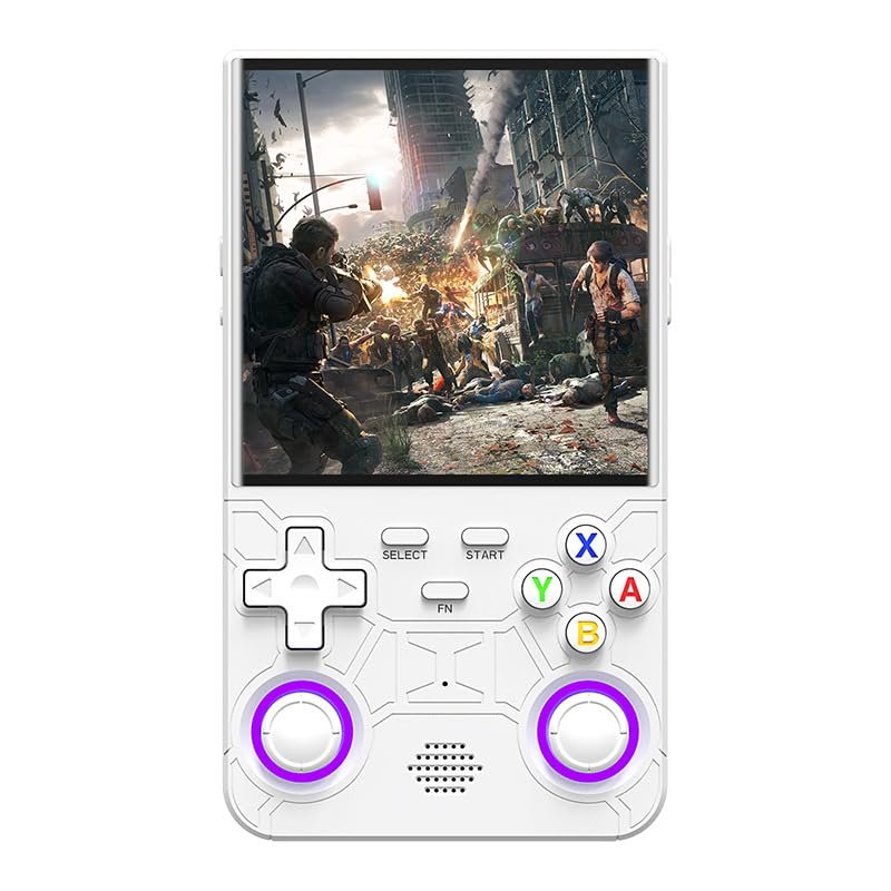 R36 Ultra Retro Handheld Game Console, with 128G Built-in 40000+ Games, 3000mAh Rechargeable, Support 20+ Simulators, Linux System, 4.0 Inch IPS Screen Portable Pocket Arcade (White)