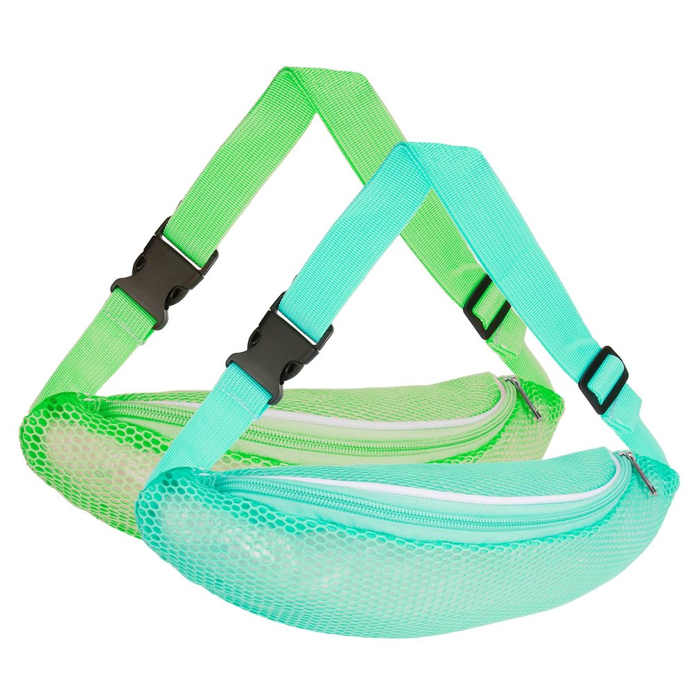 2PCS Mesh Beach Bag,Shell Bags for Beach, Fanny Pack Shell Bags for picking up shells for adults with Adjustable Straps for Collecting Seashells Rocks for Boys Girls - Beach Vacation Essentials