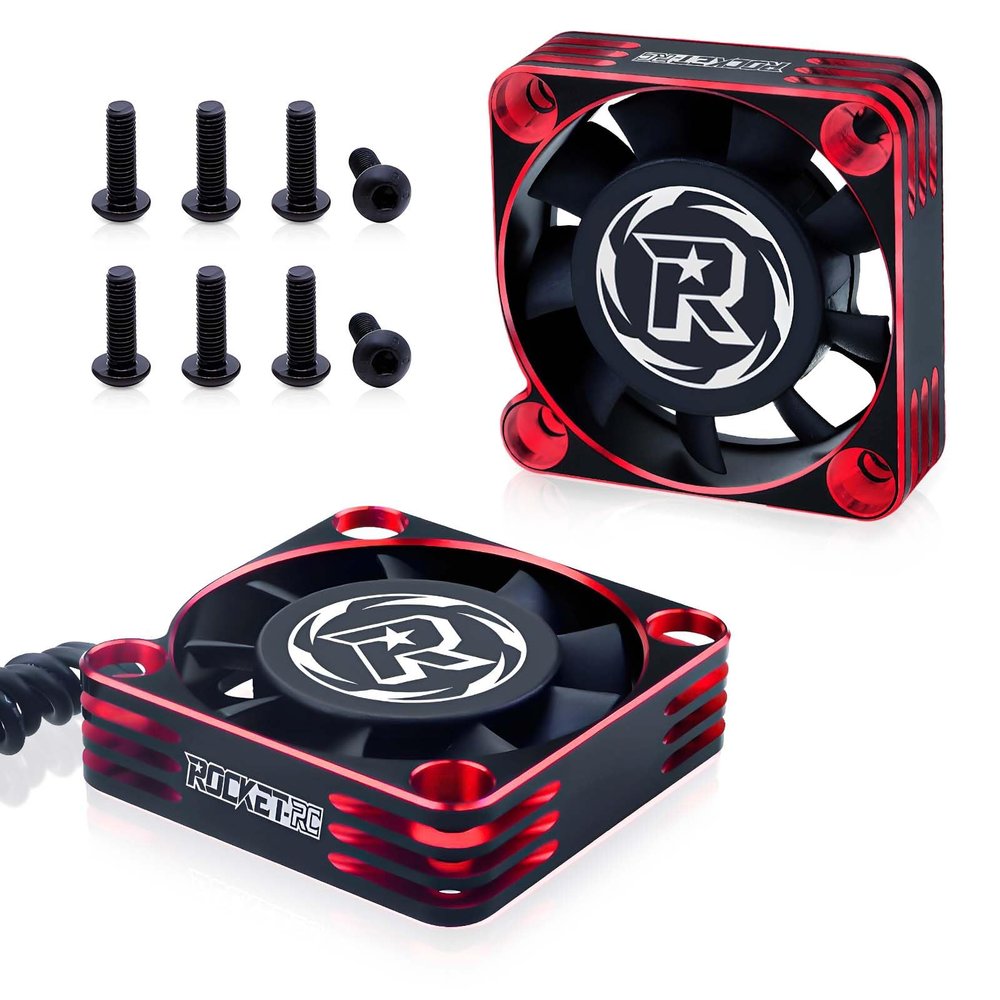 2Pack Rc Cooling Fan,1600RPM RC Motor Fan 40x40mm RC Fans for 1/8 1/10 Car Brushless Motor (Black Red)