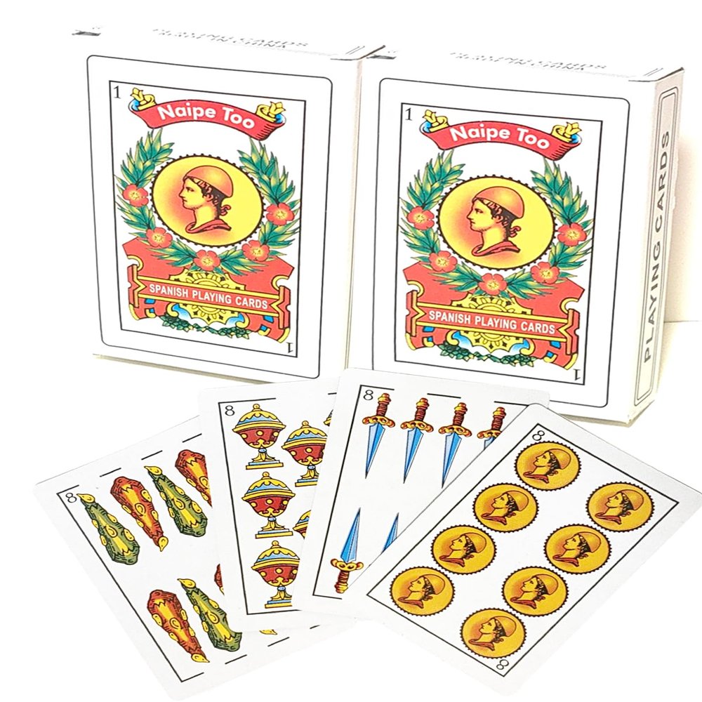 2 Pack Spanish Playing Cards, Baraja Espaola - 48 Card Deck Mexicana Naipes (1-12 in 4 Suits + 2 Jokers), Traditional Latin American Design, Durable & Smooth for Truco, Brisca, Casino Games