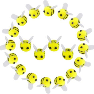 20 PCS Wool Felt Bee for Crafts - Mini Bumblebees Plush Decor, Cute Bees Yellow Wool FeltBees, WoolS Felt BumbleBees Plush for Baby Showers, Party Favors, Nursery Decor, Crafting & DIY Clothing