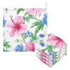 Qilmy Hibiscus Flowers Baby Washcloths 3 Pack, Absorbent Soft Cotton Newborn Muslin Washcloths Face Towels, 12 x 12 Inch view 3