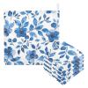 YETTASBIN Blue Flower Muslin Baby Hand Washcloths, Soft Cotton Bath Face Towel, 4 Layers Extra Absorbent Feeding Burp Cloth for Newborn Infant, 3 Pack view 3