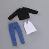 1/12 Scale Male Clothes, Vest Shirt Jeans Suit for 6 inches Male Action Figure, 1/12 Teenagers Boys Figure Costume Clothing Outfit (Black) view 1