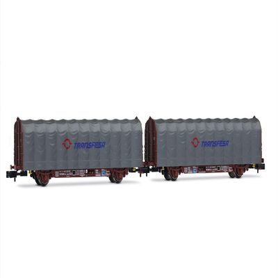Arnold HN6711 RENFE, 2-unit pack 2-axle tarpaulin wagon, Lis type, Transfesa modern logo, ep. V Freight Wagon Packs