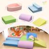 Auksay Baby Climbing Blocks, Soft Play Set for Crawling Baby 6-12 Months, Anti-Slip Particles Bottom & Velcro Connectors, High-Density Foam Gym with Soft Fabric Cover (Balls not Included)(Colorful) view 3
