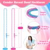50PCS Gender Reveal Necklaces, 33 Inch Metallic Pink and Blue Beads Necklace for Gender Reveal Decorations Ideas, Party Favors, Photo Props, Baby Shower Announcement Party Table Scatter(Pink&Blue) view 2