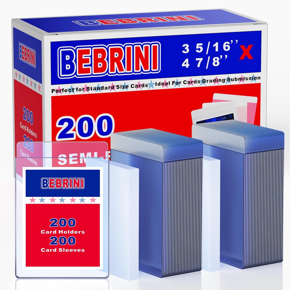 200ct Semi Rigid Card Holders & 200ct Soft Sleeves for PSA, SGC, BGS, CSG Graded Cards Submissions, PSA Submission Card Sleeves for Sports, PKM, Baseball, Trading Cards