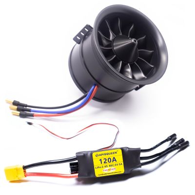 ApisQueen 90mm EDF 6S 1450KV 3790g Thrust Belt 12 Blades Electric Ducted Fan with 120A ESC for Aircraft Model Aircraft Jet Engine