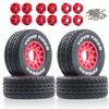 Dantenron 1/10 1/8 RC Short Course Truck Tires OD 4.33" and Wheels 12mm 14mm 17mm Hex for 1:8 1:10 Scale Off Road Truck Car Traxxas Slash 2WD 44 Rc4wd Arrma Senton Axial Losi Redcat 4PCS (Red) view 1