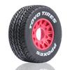 Dantenron 1/10 1/8 RC Short Course Truck Tires OD 4.33" and Wheels 12mm 14mm 17mm Hex for 1:8 1:10 Scale Off Road Truck Car Traxxas Slash 2WD 44 Rc4wd Arrma Senton Axial Losi Redcat 4PCS (Red) view 4