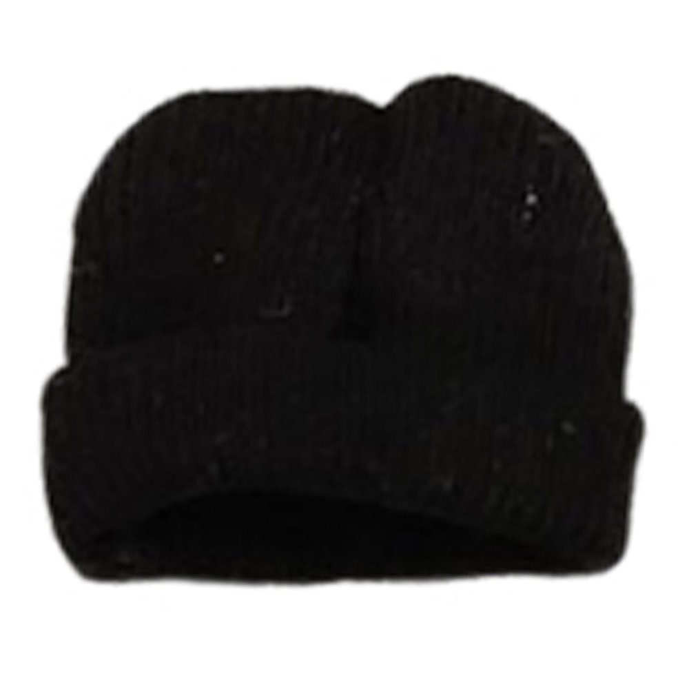 1/12 Figure Hat Knit Hat Female Male Figures Costume Fashion Soft Accessories Realistic Dress up Mini Slouchy Beanie Cap, Black
