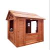 Wooden Playhouse for 3-8 Years Boys Girls, Wooden Outdoor Play House with 2 Windows and Flowerpot Holder Toddler Playhouse for Toddlers Backyard Patio Garden (Golden Red) view 4