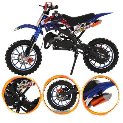 feneihe 50cc Dirt Bike, 2-Stroke Mini Bike, Dirt Bike for Kids 8-14, Gas Power Pocket Rocket Bike,Gas Motorcycle with Front Rear Disc Brakes, Off Road Mini Motorcycle Max Speed 40KM/H Blue