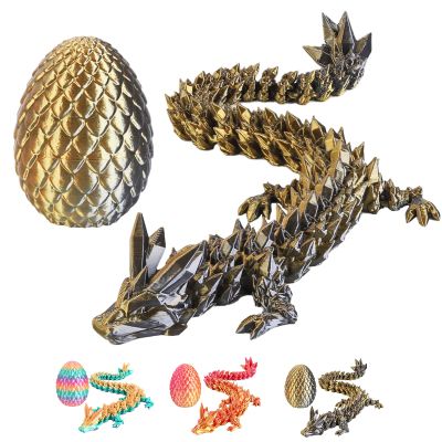 3D Printed Dragon Egg with Dragon Inside,12 Inch 3D Printed Dragon Egg Fidget ToyHome Office Decor Executive Desk Toys for Autism/ADHD (Black Gold)