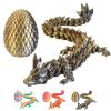 3D Printed Dragon Egg with Dragon Inside,12 Inch 3D Printed Dragon Egg Fidget ToyHome Office Decor Executive Desk Toys for Autism/ADHD (Black Gold) view 1