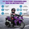12V Kids Ride On Motorcycle with Training Wheels, Purple view 2