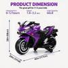 12V Kids Ride On Motorcycle with Training Wheels, Purple view 3