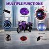 12V Kids Ride On Motorcycle with Training Wheels, Purple view 4