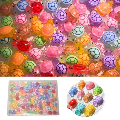 100PCS Luminous Mini Turtles - Tiny Resin Turtle Craft Glow-in-the-Dark Mini Figurines, Perfect for Fairy Garden Moss Landscape Party Decoration Hidden Game DIY Projects Small Plastic Turtles