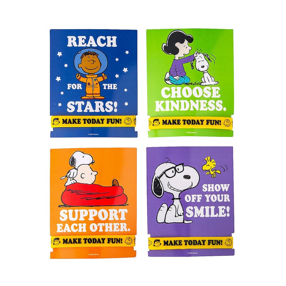7 1/4" circ. Peanuts Motivational Bracelets with Card - 24 Pc.