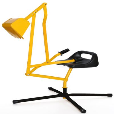 31.4 x 17.3 x 18.3 in. Metal Stand Digger Toy Crane for Sandbox Yellow