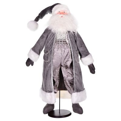 36 in. Silver Sleigh Bells Santa Doll Stand