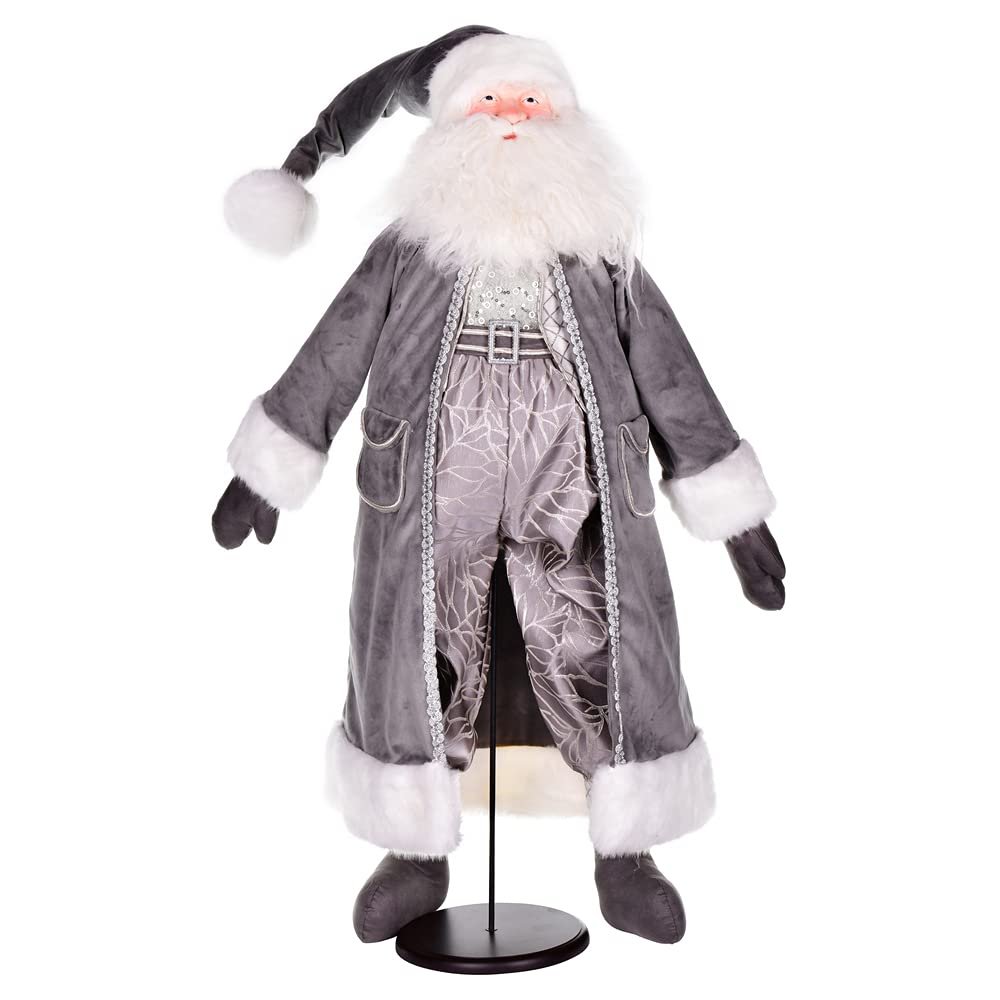 36 in. Silver Sleigh Bells Santa Doll Stand