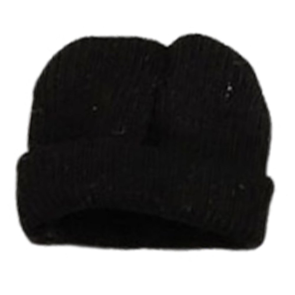 1/12 Scale Action Figure Hat Knit Hat Stylish Realistic Accessory Female Male Dolls Costume Soft Slouchy Beanie Cap Mini, Black
