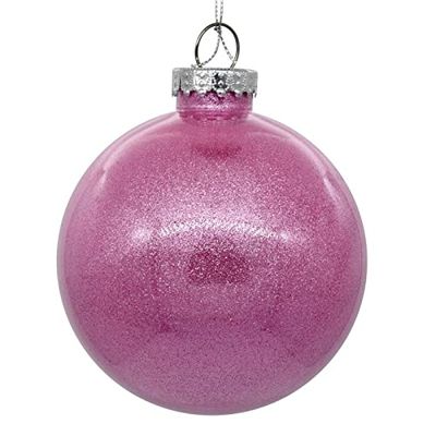 3 in. Pink Glitter Clear Ball - Pack of 12