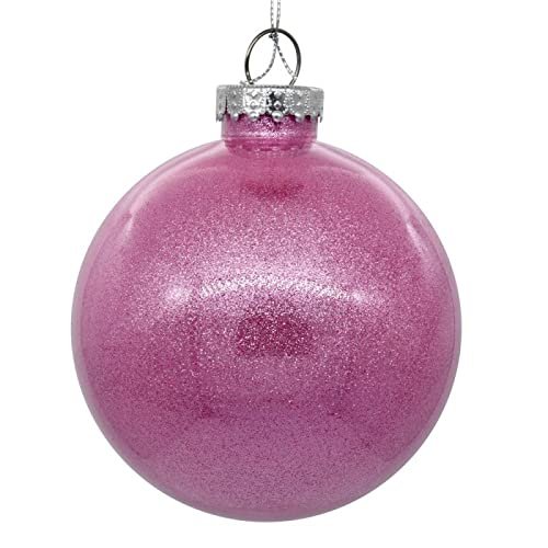 3 in. Pink Glitter Clear Ball - Pack of 12