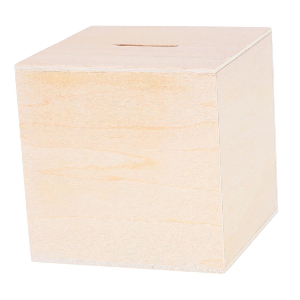 Abaodam Wooden Boys and Girls Money Bank Square Craft Kit for Saving Unfinished Wooden Storage Box for Boy Girl Rooms for Teaching Saving and Organizing Items