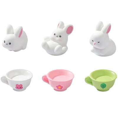 6PCS Cute Porcelain Cup /Rabbit Resin Figurines  Creative DIY Miniature Animal Ornaments for Micro Landscape, Fish Tank Aquarium Decor, Fairy Garden, Moss Decoration, Desktop Display, Car Accessories