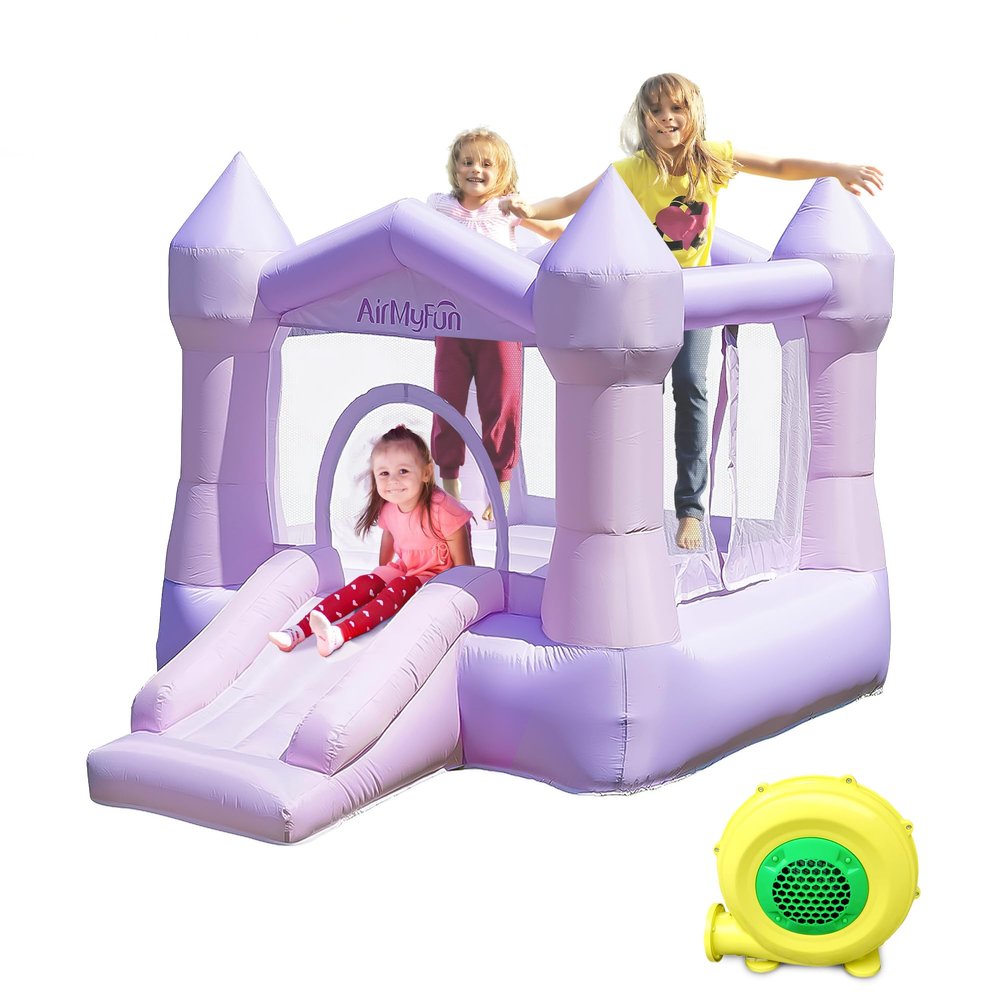 AirMyFun Bounce House with Blower - Dreamy Pink Castle for Kids 3-8, Indoor Outdoor Inflatable Bounce House with Slide, Jump Area  Toddler Bounce House for Backyard