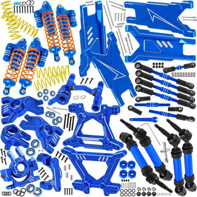 BRCatWPark RC Aluminium Upgrades Part for 1/10 Slash Rustler Stampede 4X4 VXL BL-2s Hoss 4WD VXL,Arm,Shock,Drive Shaft,Caster Block,Steering Blocks,Stub Axle Carriers,Steering,Links,Tower,Navy Blue