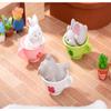 6PCS Brown Rabbit/Porcelain Cup Resin Figurines  Creative DIY Miniature Animal Ornaments for Micro Landscape, Fish Tank Aquarium Decor, Fairy Garden, Moss Decoration, Desktop Display, Car Accessories view 3