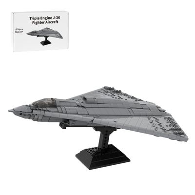 Aetheria Fighter Bomber J-36 Fighter Aircraft Bricks Set, Triple Engine Military Airplanes Designed by bru_bri_mocs, Collectors & Enthusiasts for Adult - 1536 Pieces