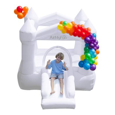AirMyFun White Bounce House for Kids 3-8, Bounce House with Slide, Indoor Outdoor Inflatable Bounce House Playset with Air Blower, Jumping Castle  Safe Fun for Toddlers
