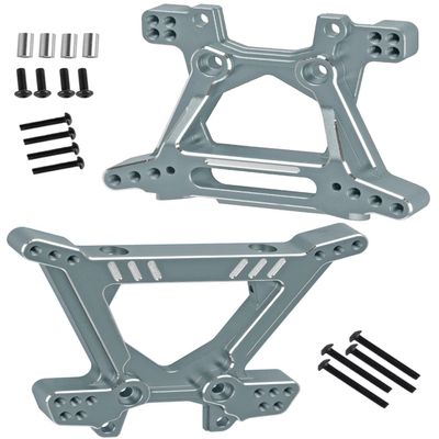 BRCatWPark Aluminium Shock Tower Shock Mounts Upgrades Part for 1/10 Slash Rustler Stampede Jato 4X4 (VXL)(BL-2s) 4WD,F0rd Fiesta ST Rally (VXL)(BL-2s),RC Front Rear Shock Mounts Hops Up,Titanium