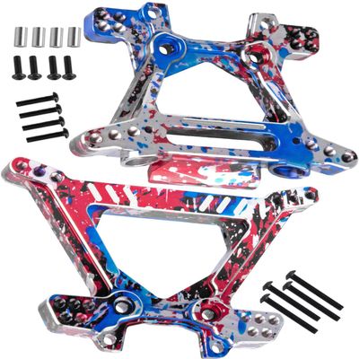 BRCatWPark Aluminium Shock Tower Shock Mounts Upgrades Part for 1/10 Slash Rustler Stampede Jato 4X4 (VXL)(BL-2s) 4WD,F0rd Fiesta ST Rally (VXL)(BL-2s),RC Front Rear Shock Mounts Hops Up,Colorful