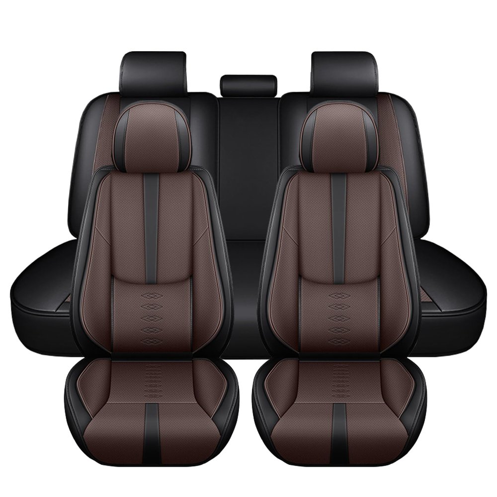 Cscevt Leather Seat Covers for Chevrolet Chevy Traverse Limited 2024,Premium Car Seat Covers Full Set,Waterproof Car Seat Protectors with Airbag,Comfort Interior Cover Seats for Cars(Black+Brown)