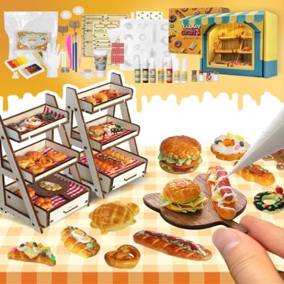 iLAND Crafts Kits for Teens Women Adults Air Dry Clay Kits of Teen Crafts for Girls Ages 11-14 Date Night Family Games Realistic 1/12 Scale Accessories DIY Dollhouse Mini Food Creative Birthday Gift