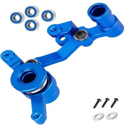 BRCatWPark Aluminium Steering Bellcrank Upgrades Part for 1/10 Slash Rustler Stampede 4X4 VXL BL-2s Hoss 4WD VXL,RC Steering Bellcrank Steering Link Hops up,w/Ball Bearings,Navy Blue