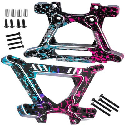 BRCatWPark Aluminium Shock Tower Shock Mounts Upgrades Part for 1/10 Slash Rustler Stampede Jato 4X4 (VXL)(BL-2s) 4WD,F0rd Fiesta ST Rally (VXL)(BL-2s),RC Front Rear Shock Mounts Hops Up,Colour