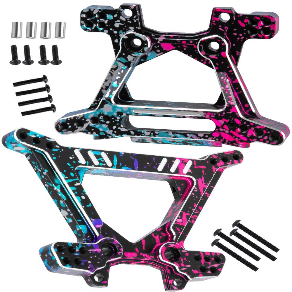 BRCatWPark Aluminium Shock Tower Shock Mounts Upgrades Part for 1/10 Slash Rustler Stampede Jato 4X4 (VXL)(BL-2s) 4WD,F0rd Fiesta ST Rally (VXL)(BL-2s),RC Front Rear Shock Mounts Hops Up,Colour