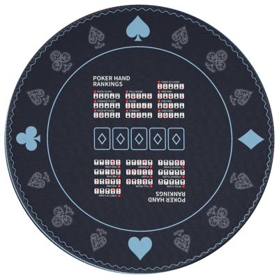 AQQA 47-Inch Round Poker Table Mat with Hand Rankings - Waterproof & Durable Texas Hold'em Mat, Foldable Poker Game Mat for Home Games, Tournaments, Card Nights (Foldable Design)