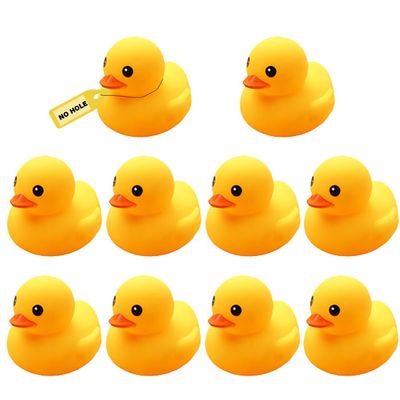10Pcs No Hole Yellow Rubber Ducks Bath Duck Toys for Toddlers Boys Girls,Mold Free Yellow Ducky in Bulk Mini Ducks Baby Shower Duck Decorations Party Favors